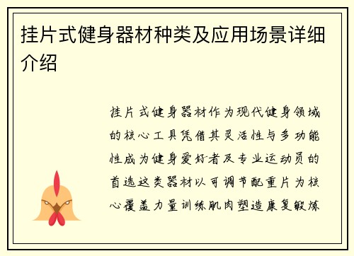 挂片式健身器材种类及应用场景详细介绍
