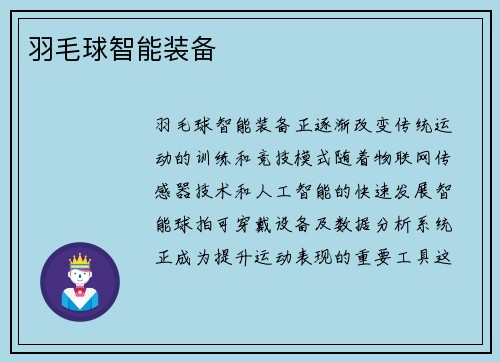 羽毛球智能装备